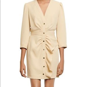 SANDRO
Teana Ruched Snap-front Mini Dress In Beige